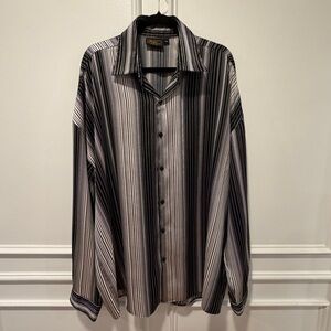 Marquis Collection Men’s Shirt Size 3X Black White Striped Long‎ Sleeve